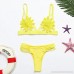 Sexy Bikini,Women Bikini Set White Flower Mesh Hollow Thong Swimwear Bathing Swimsuit with Padded Yellow B079BPXH68